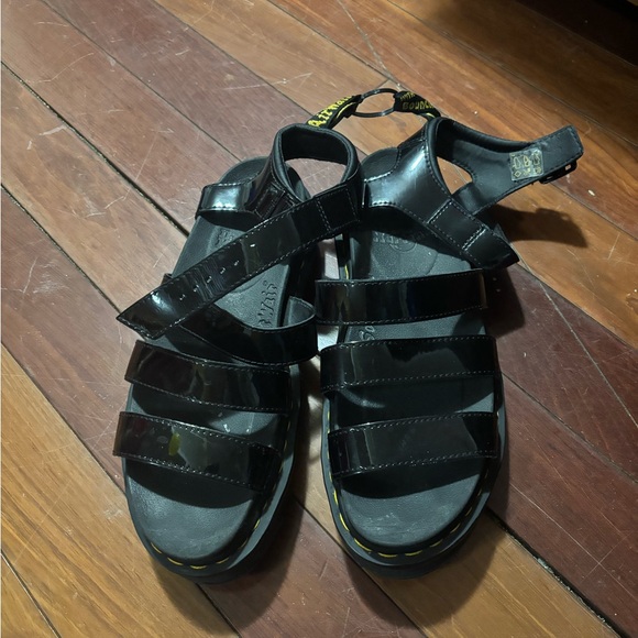 Dr Martens Black Blaire Sandals Patent Leather Size 10 Platform - Picture 5 of 8